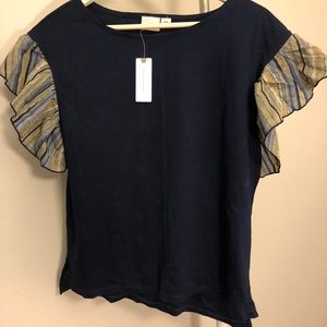 Anthropologie Ruffle Sleeve Top